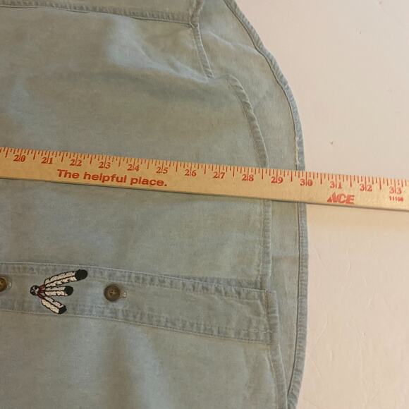 Vtg. Chambray Sleeveless Top Sz XL Embroidered Native American LA Loving Cotton - Picture 5 of 6